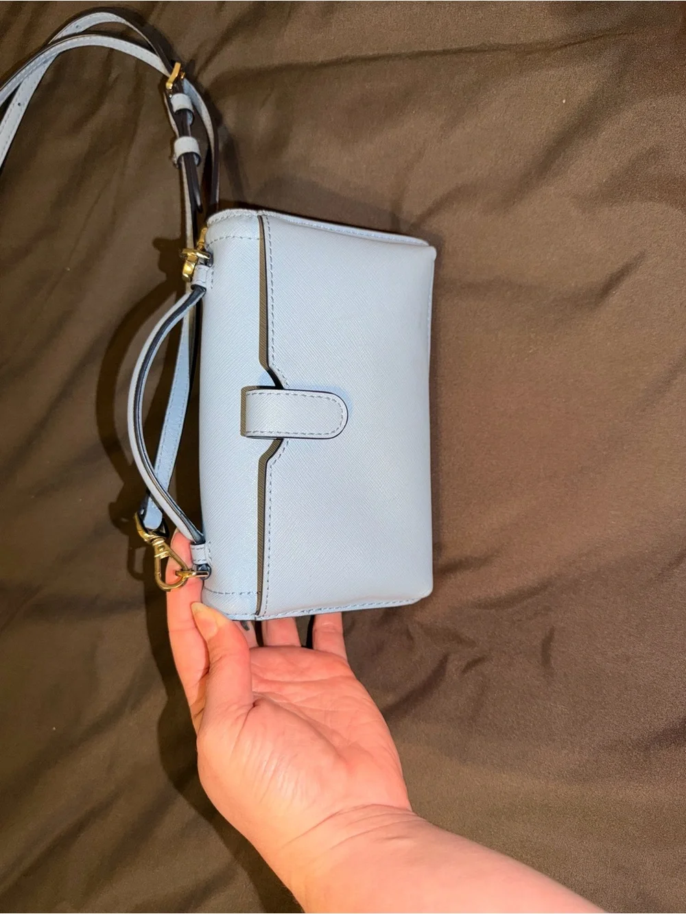 Michael Kors Pale Blue Crossbody Wallet with Gold Hardware - Picture 4 of 4